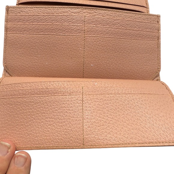 Gucci GG Canvas Pink Leather‎ Bi Fold Wallet Clutch Authentic Pre Owned - Picture 7 of 13